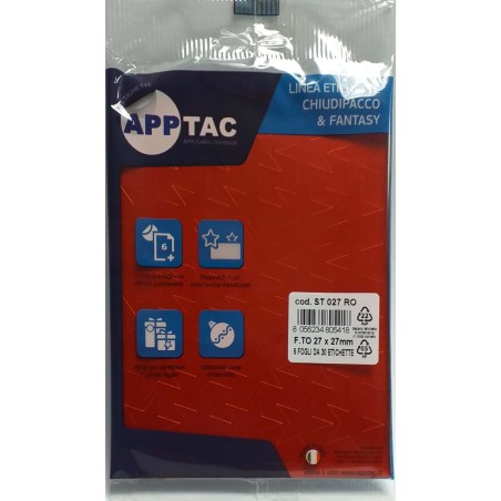 1 - ETICHETTE APPTAC STELLA ROSSO ST027RO - MIS.27X27
