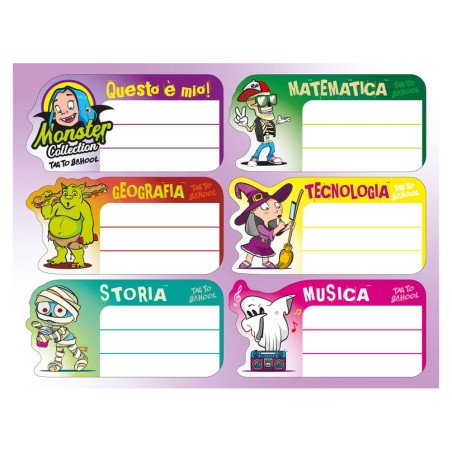 1 - ETICHETTE TAG TO SCHOOL MONSTER COLLECTION" 36 ETICH. AP059TSM"