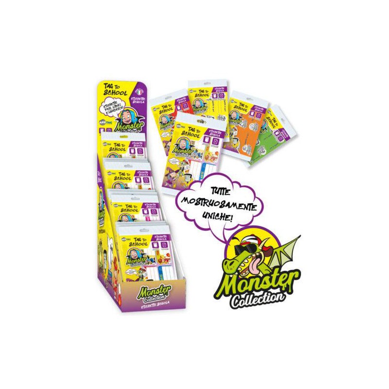 EXPO ETICHETTE TAG TO SCHOOL MONSTER COLLECTION" 100BL. ESPBTSM01"