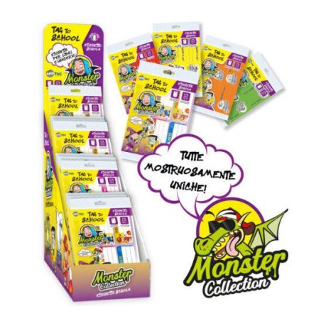 1 - EXPO ETICHETTE TAG TO SCHOOL MONSTER COLLECTION" 100BL. ESPBTSM01"