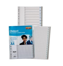 1 - NIKOFFICE Divisori alfabetici con fori formato A4 PVC grigio 01/127
