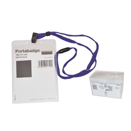 1 - NIKOFFICE Conf.30 pz Porta Badge Verticale in PVC Lucido 10x14cm 01/305