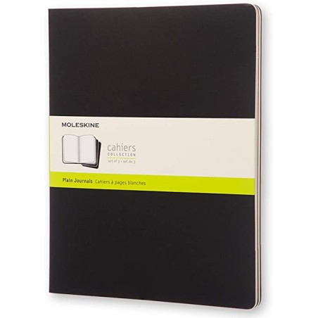 1 - MAXI MOLESKINE M 21,6X27,9 PAG.BIANCHE -3pz COP.NERA