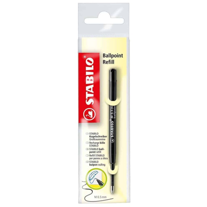 STABILO Refill Penna a Sfera Nero Punta 0.5 mm 2/046-02