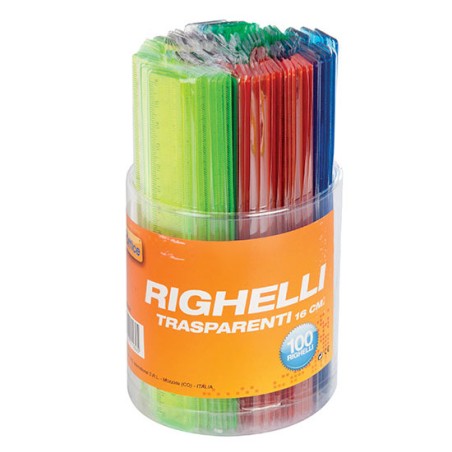 1 - RIGHELLO CM.16 COLORI ASS. TRASP. (100 PZ) 32/088