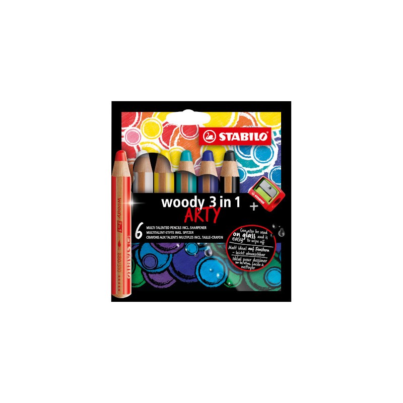 6 Matitoni colorati Stabilo Woody 3in1 Arty Line 8806-1-20