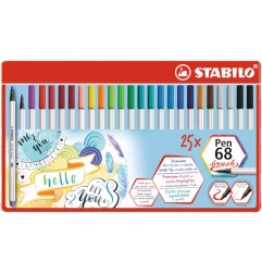 1 - STABILO PEN 68 BRUSH -25pz SCAT.METALLO 568/25-321