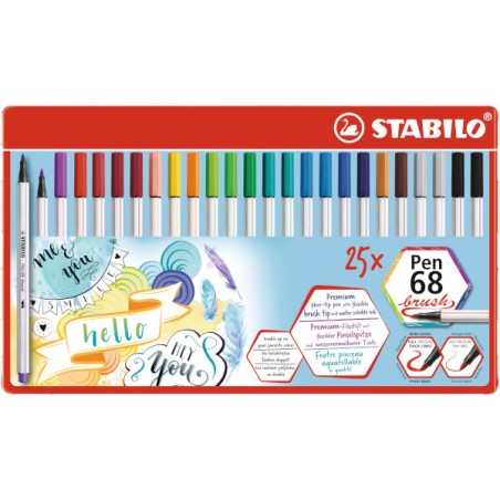 1 - STABILO PEN 68 BRUSH -25pz SCAT.METALLO 568/25-321