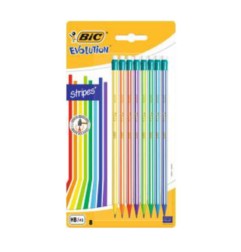 1 - MATITE NERE BIC EVOLUTION STRIPES 646 C/GOMMA bl.8pz 942077