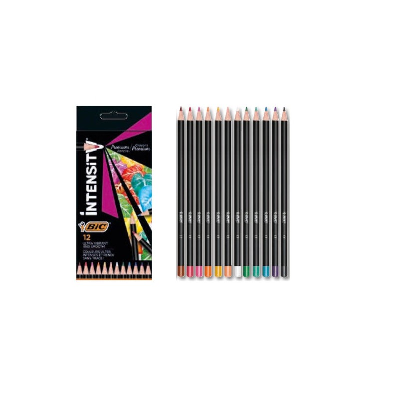 BIC Intensity Premium matite colorate in legno nero mina 3.2 mm 12 Pz