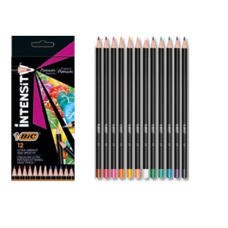 1 - PASTELLI BIC INTENSITY PREMIUM DA 12 FUSTO NERO 951844