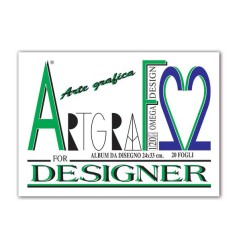 1 - ARTGRAF 20 Fogli Album da Disegno Ruvido 24X33 120 gr