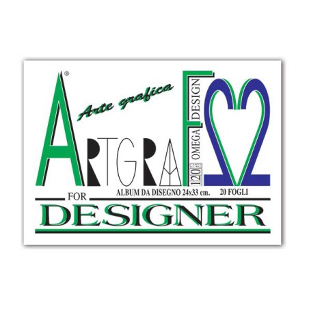 1 - ARTGRAF 20 Fogli Album da Disegno Ruvido 24X33 120 gr