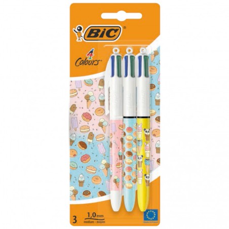 BIC 4 Colours Cuttie Food Penna a sfera 4 colori 1,0 mm 3 pz 503771