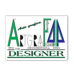 1 - ARTGRAF 20 Fogli Album da Disegno Ruvido 24x33 240 gr