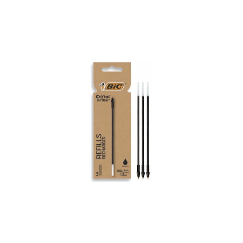 BIC Cristal Re’New ricariche punta media 1.0 mm Nero 3 Pz 503839