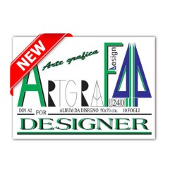 1 - 10 Fogli Blocco da Disegno ArtGraf Liscio 50x70 240 gr