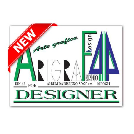 1 - 10 Fogli Blocco da Disegno ArtGraf Ruvido 50x70  240 gr