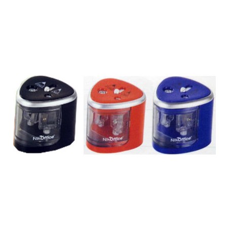 1 - NIKOFFICE Temperamatite Automatico a 2 Fori Elettrico con Serbatoio 12/030