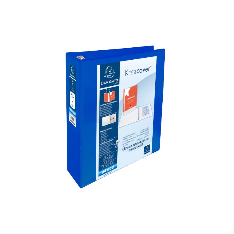 EXACOMPTA Raccoglitore 4 anelli A4 D.60 display kreacover blu 51845BE