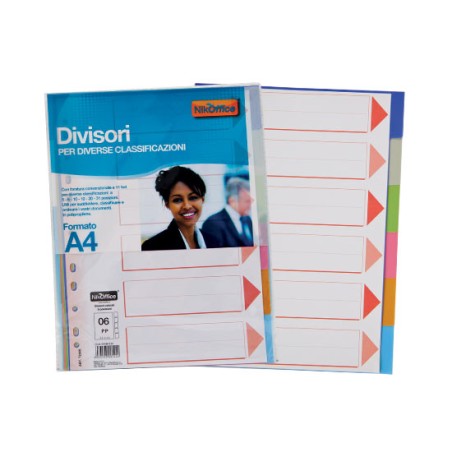 1 - Divisori intercalare A4 in 6 colori plastica 01/124