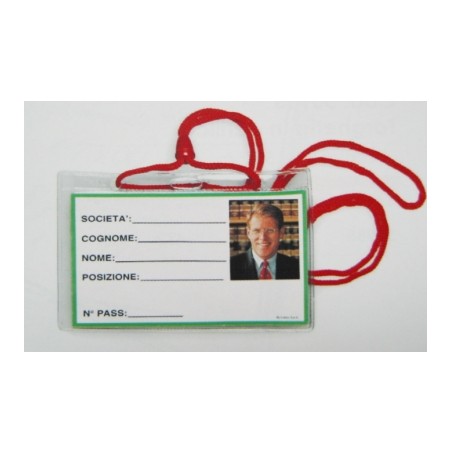 PORTA BADGE LEBEZ C/LACCIO BLU -100pz 10,5x6,7 31-100BL