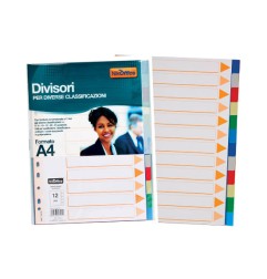 1 - Divisori formato A4 con 12 tacche colorate in plastica 01/125