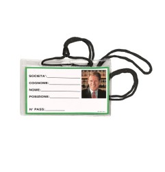 1 - PORTA BADGE LEBEZ C/LACCIO NERO -100pz 10,5x6,7 31-100-N