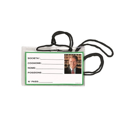 PORTA BADGE LEBEZ C/LACCIO NERO -100pz 10,5x6,7 31-100-N