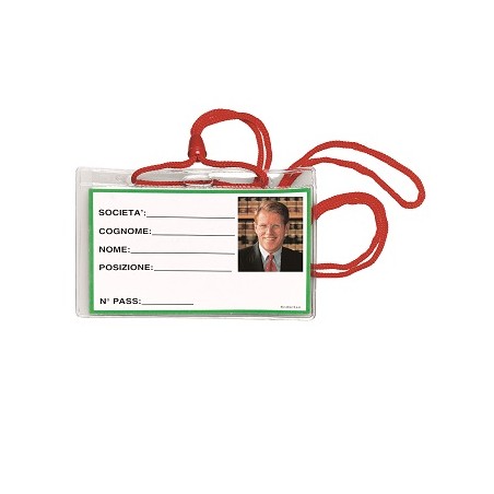 1 - PORTA BADGE LEBEZ C/LACCIO ROSSO -100pz 10,5x6,7 31-100-R