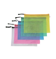 1 - BUSTA PORTADOC. C/ZIP 345x245 RETE TRASP. ASS. 12PZ. 01/184