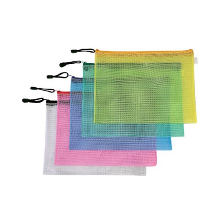1 - BUSTA PORTADOC. C/ZIP 345x245 RETE TRASP. ASS. 12PZ. 01/184