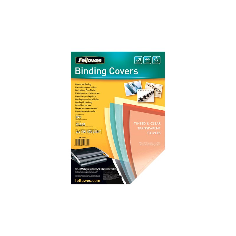 Fellowes Copertine in PVC Trasparenti A4 180 Micron 100 pz 5375901