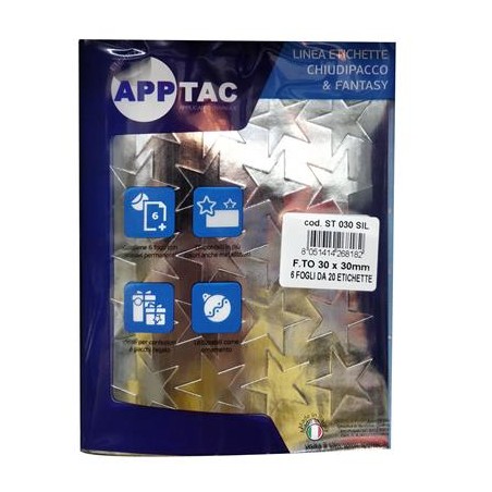 1 - ETICHETTE APPTAC STELLA ARGENTO ST030SIL - MIS.30X30