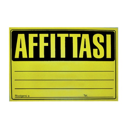 1 - 25 pz Cartello Affittasi Fluo giallo 23x33  41/036