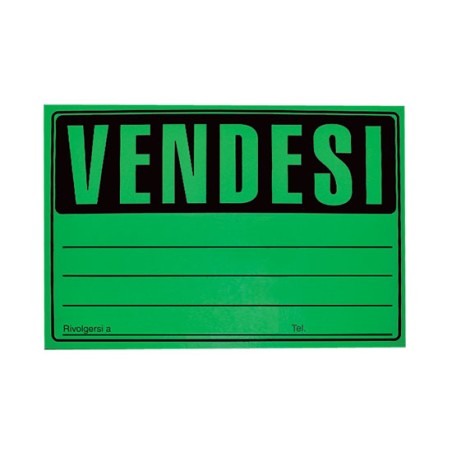 1 - 25 pz Cartello vendesi colore verde fluo 23x33 41/037