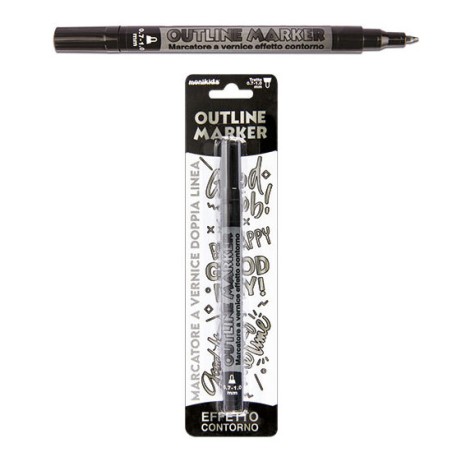 1 - MARKER PEN DOUBLE LINE SILVER/NERO 0,7/1mm 20/206