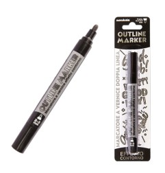 1 - MARKER PEN DOUBLE LINE SILVER/NERO 2/3mm 20/207