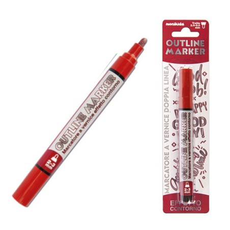 1 - MARKER PEN DOUBLE LINE SILVER/ROSSO 2/3mm 20/211