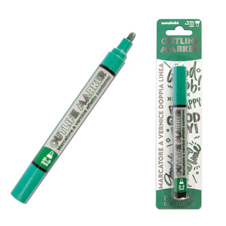 1 - MARKER PEN DOUBLE LINE SILVER/VERDE 2/3mm 20/213