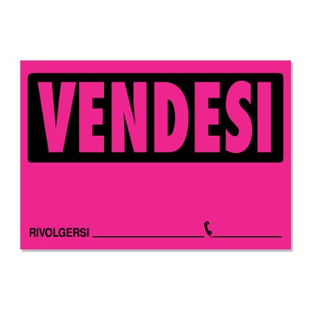 1 - STUDIO 10 pz Cartello vendesi colore fucsia fluo 23x33