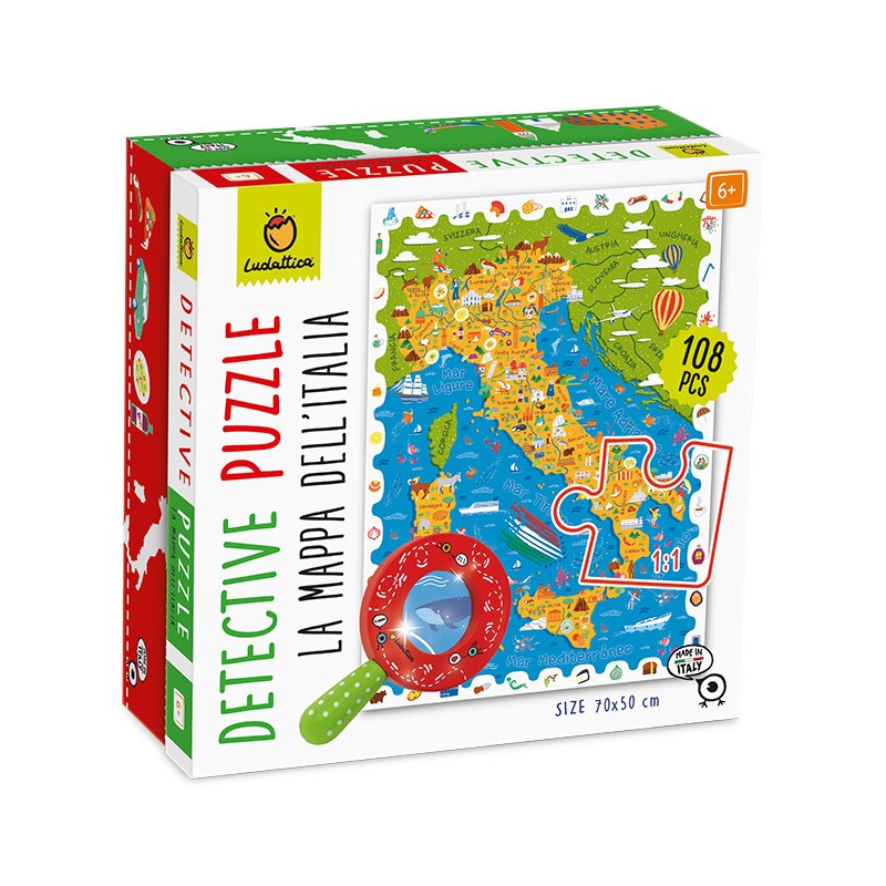 LUDATTICA DETECTIVE PUZZLE 108 PCS LA MAPPA DELL'ITALIA 22174