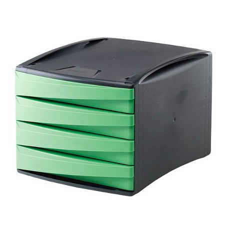 1 - FELLOWES 2 pezzi Cassettiera 4 cassetti verde acido 00190
