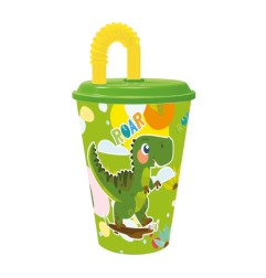 1 - BICCHIERE DINOSAURO C/CANNUCCIA ml.430 ST07552