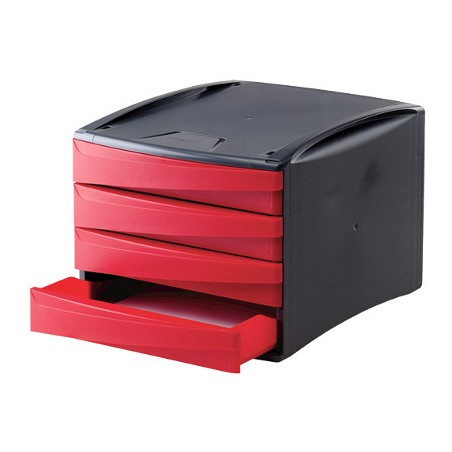 1 - FELLOWES 2 pezzi Cassettiera 4 cassetti rossa 00193
