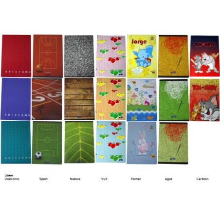 1 - Conf.10 pz Quaderni Maxi 20+1 fogli per Bambini 80 gr - Rigatura e Colori Assortiti