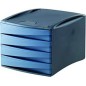 FELLOWES 2 pezzi Cassettiera 4 cassetti blu trasparente 00195