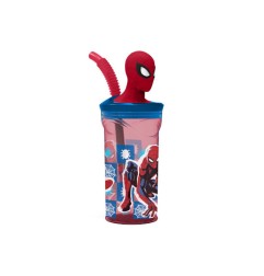 1 - BICCHIERE TRITAN SPIDERMAN C/CANNUCC. 3D ST74766
