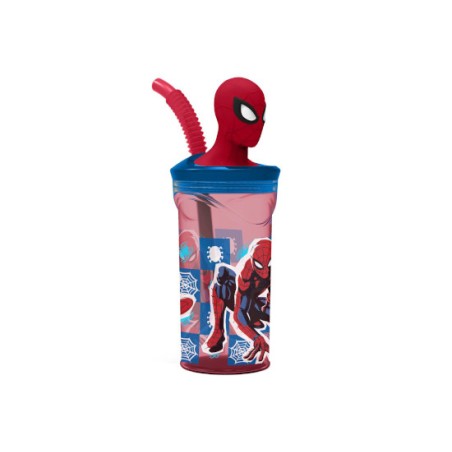 1 - BICCHIERE TRITAN SPIDERMAN C/CANNUCC. 3D ST74766
