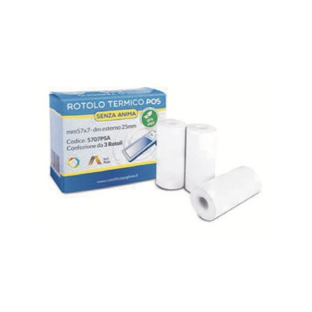 1 - ROTOLIFICIO PUGLIESE 3 pezzi Rotolo termico MM57x7MT POS senza anima 5707PSA